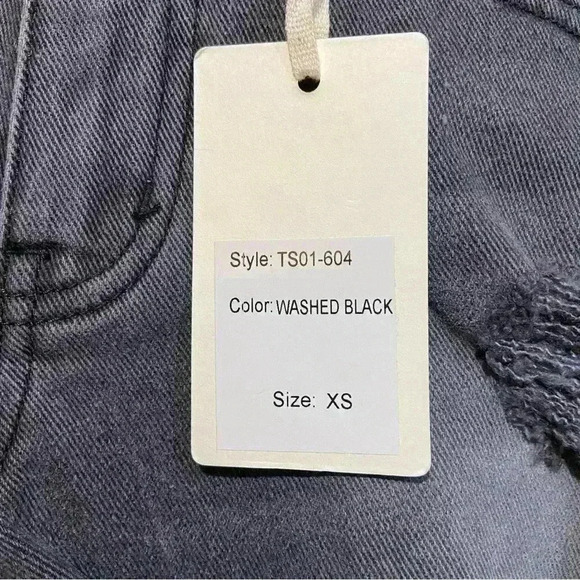 L.T.J  letter to juliet Frayed‎ Hem Denim Shorts XS Washed Black Distressed NWT - Picture 5 of 8